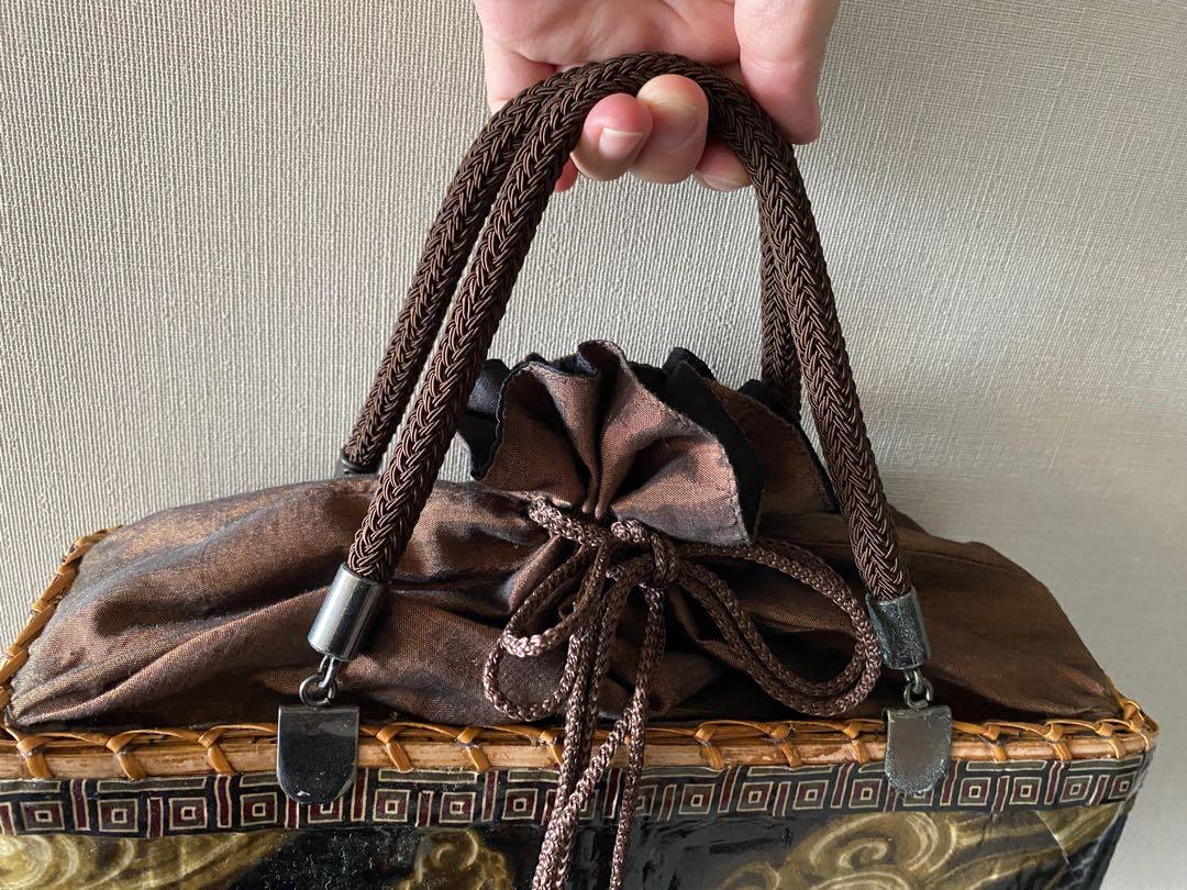【新品】一閑張り　獅子×龍神　かごバッグ　一貫張　着物用バッグ 新品】一閑張り 獅子×龍神 かごバッグ 一貫張 着物用バッグ