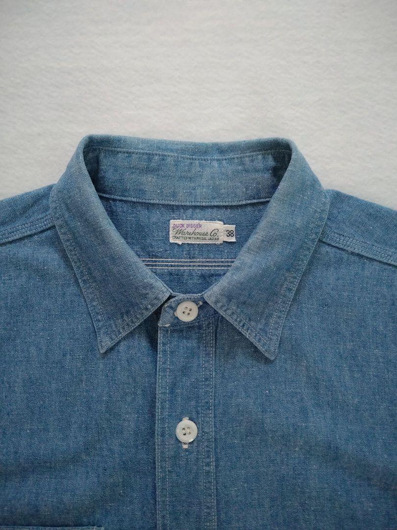 ウエアハウス Lot3076 トリプルステッチ シャンブレーワークシャツ 38
