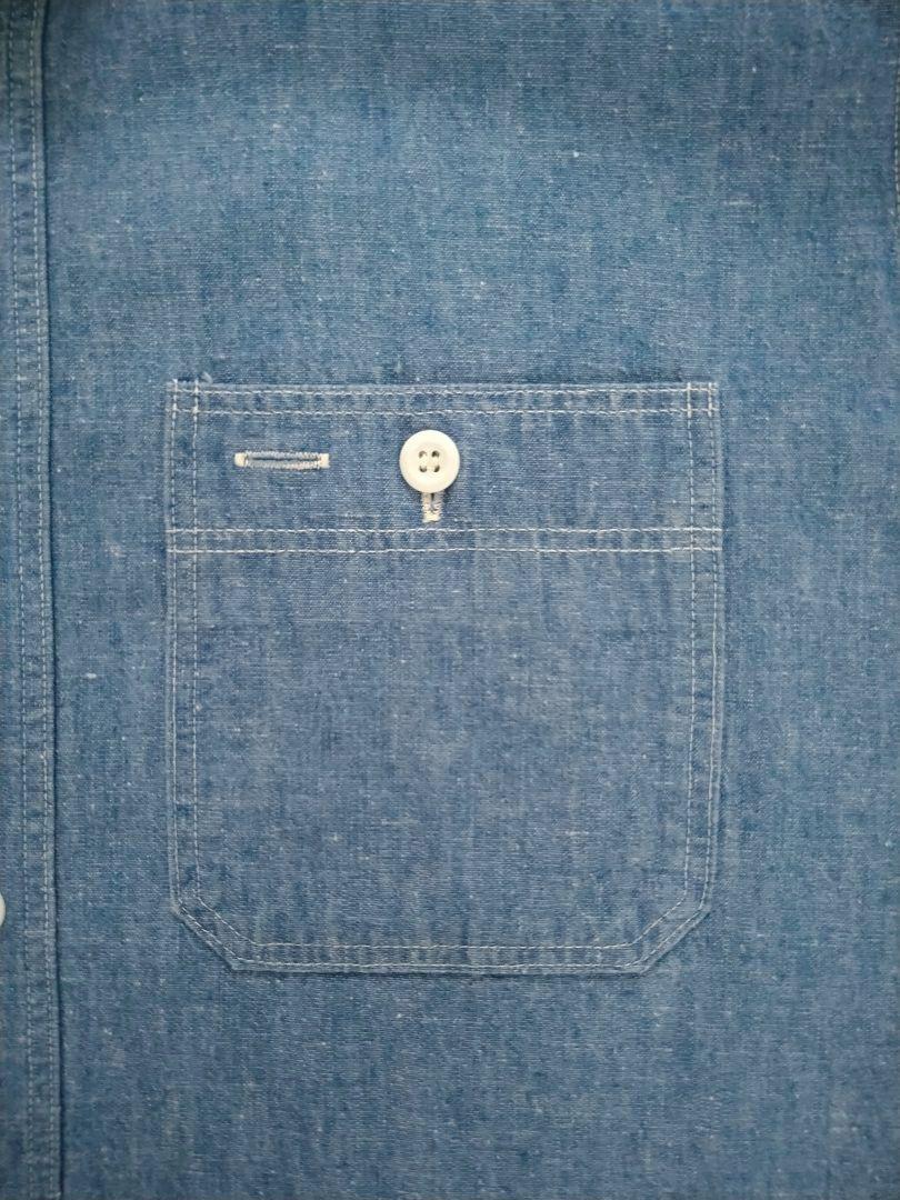 ウエアハウス Lot3076 トリプルステッチ シャンブレーワークシャツ 38