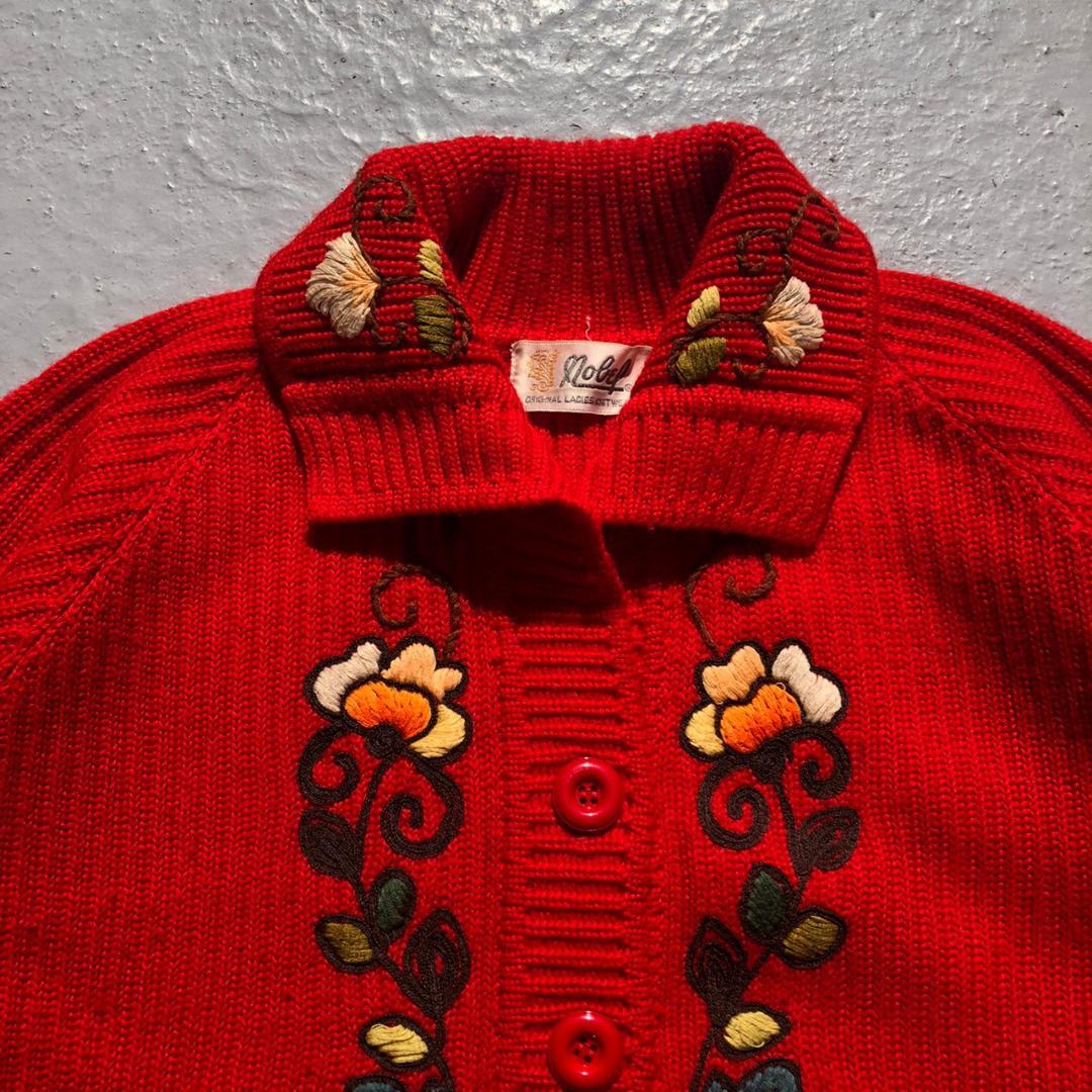 いいねよろⒶ 90s レトロ 古着 ニットジャケット ニット eZRmd-m37610422286 vintage 花柄 刺繍 ください