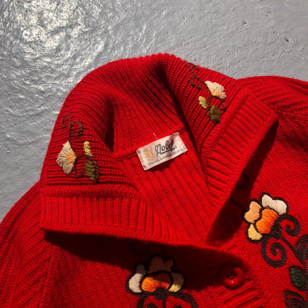 いいねよろⒶ 90s レトロ 古着 ニットジャケット ニット eZRmd-m37610422286 vintage 花柄 刺繍 ください