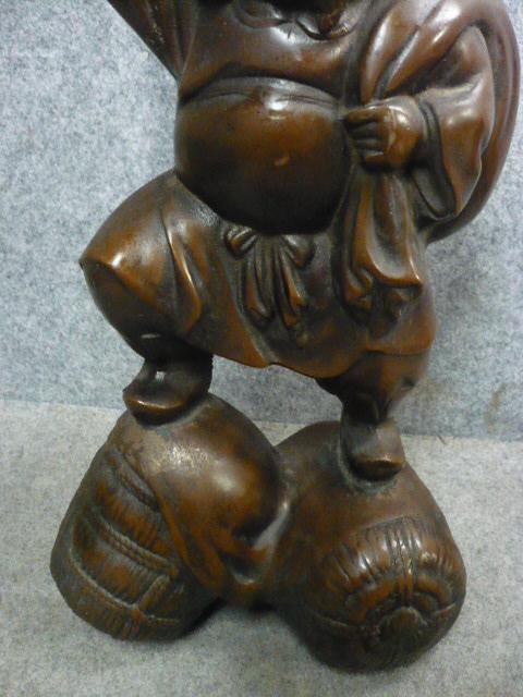 ◎古道具 庵々◎ 金属製 恵比寿大黒像台座付 寶登山神社大正十三