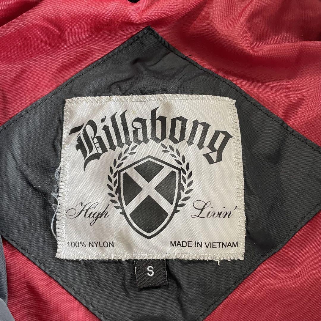 BILLABONG【M】ブラック ナイロンジャケット フルジップ ロゴ 刺繍