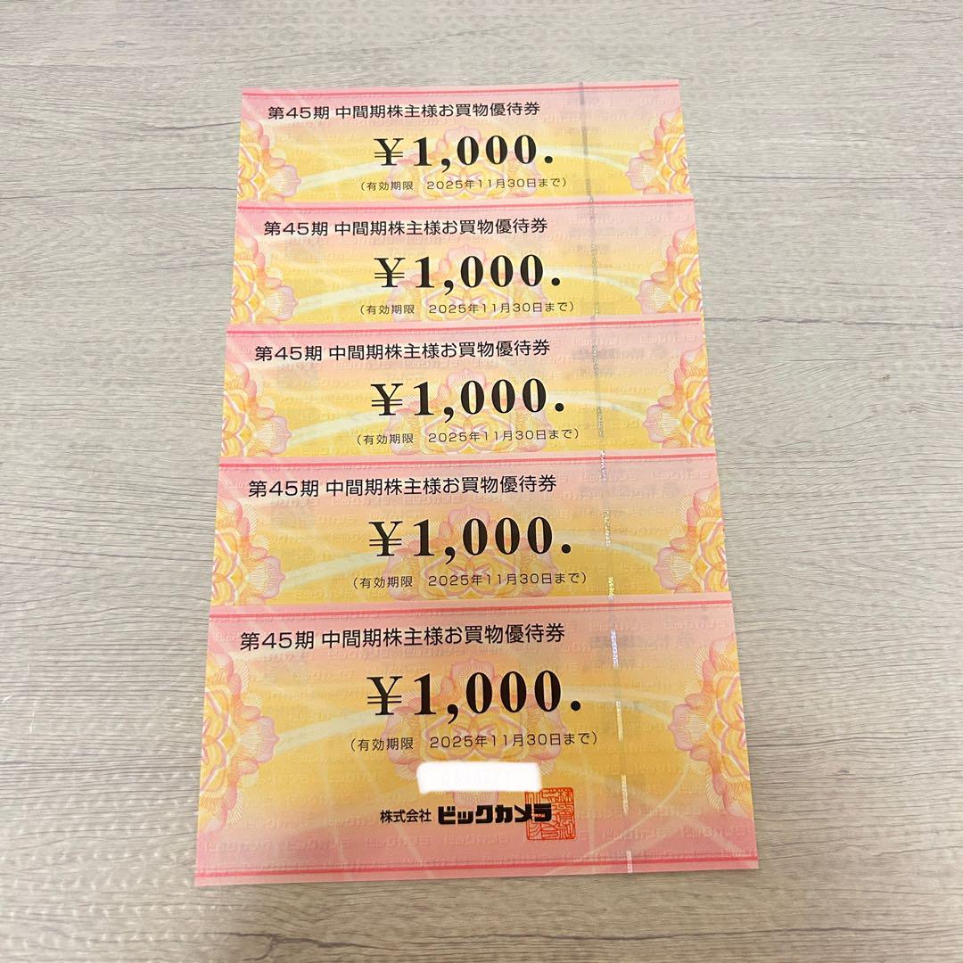 ビックカメラ コジマ 株主優待 5000円分