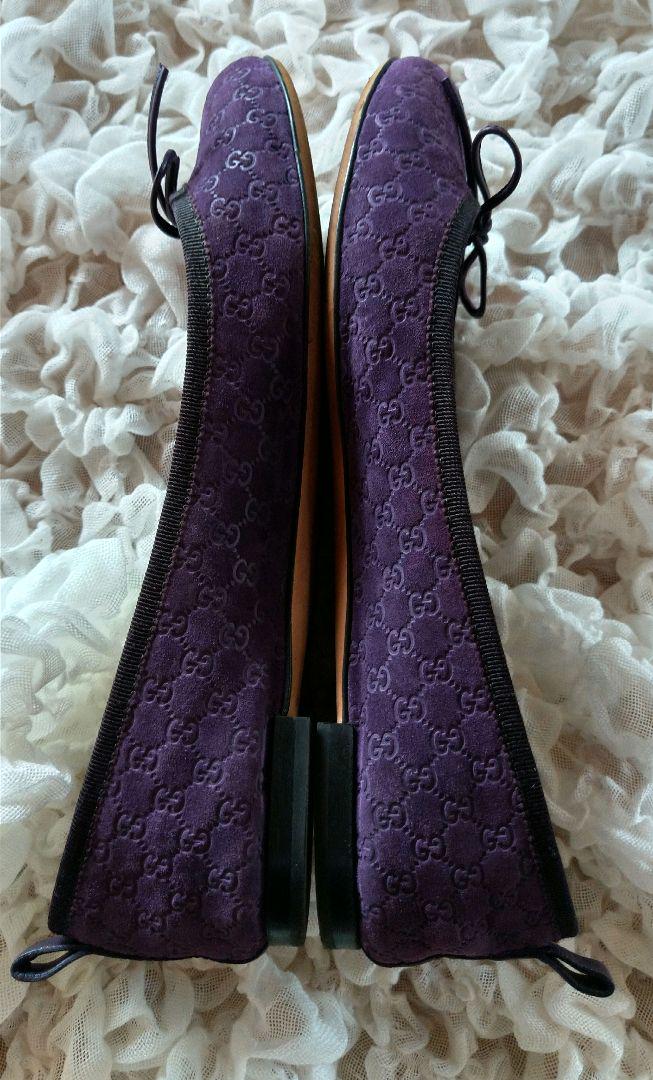 GUCCI★38サイズ★GG柄★スウェード★バレエシューズ★シマ