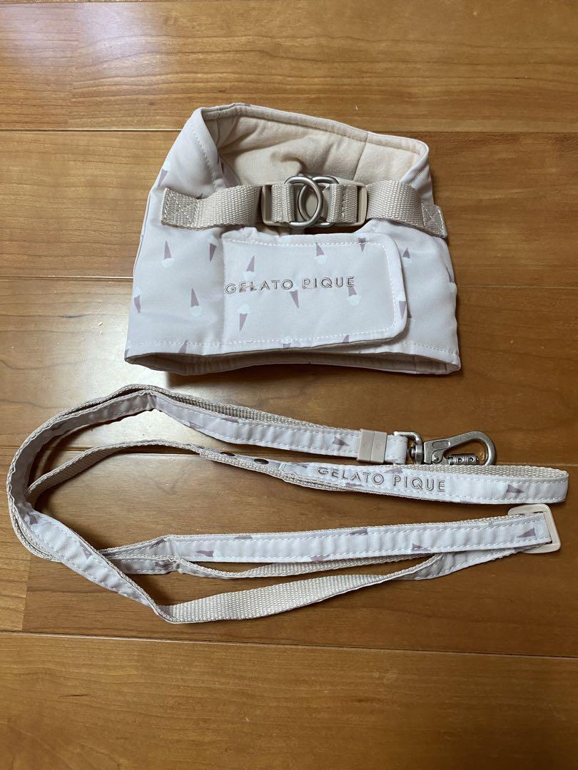 gelato piquéハーネス、リードセット　アイス柄　ベージュ