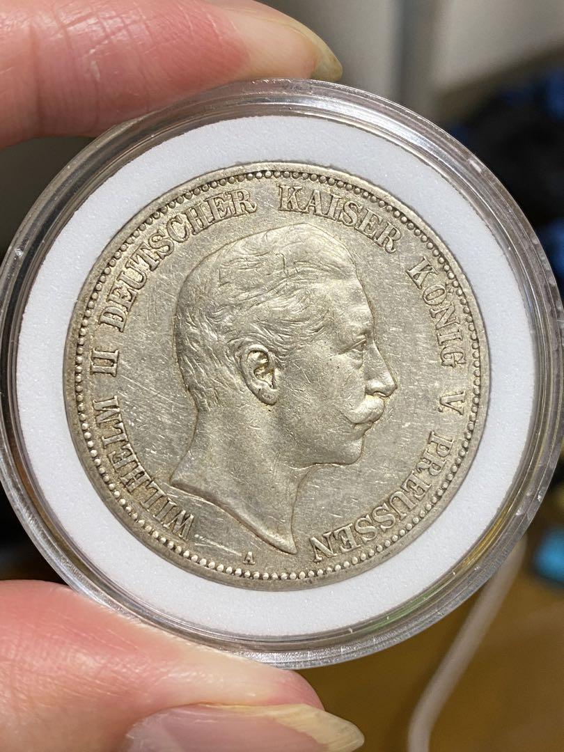 ドイツ銀貨 ヴィルヘルム2世 5マルク 銀貨 1907年 外国 古銭 旧