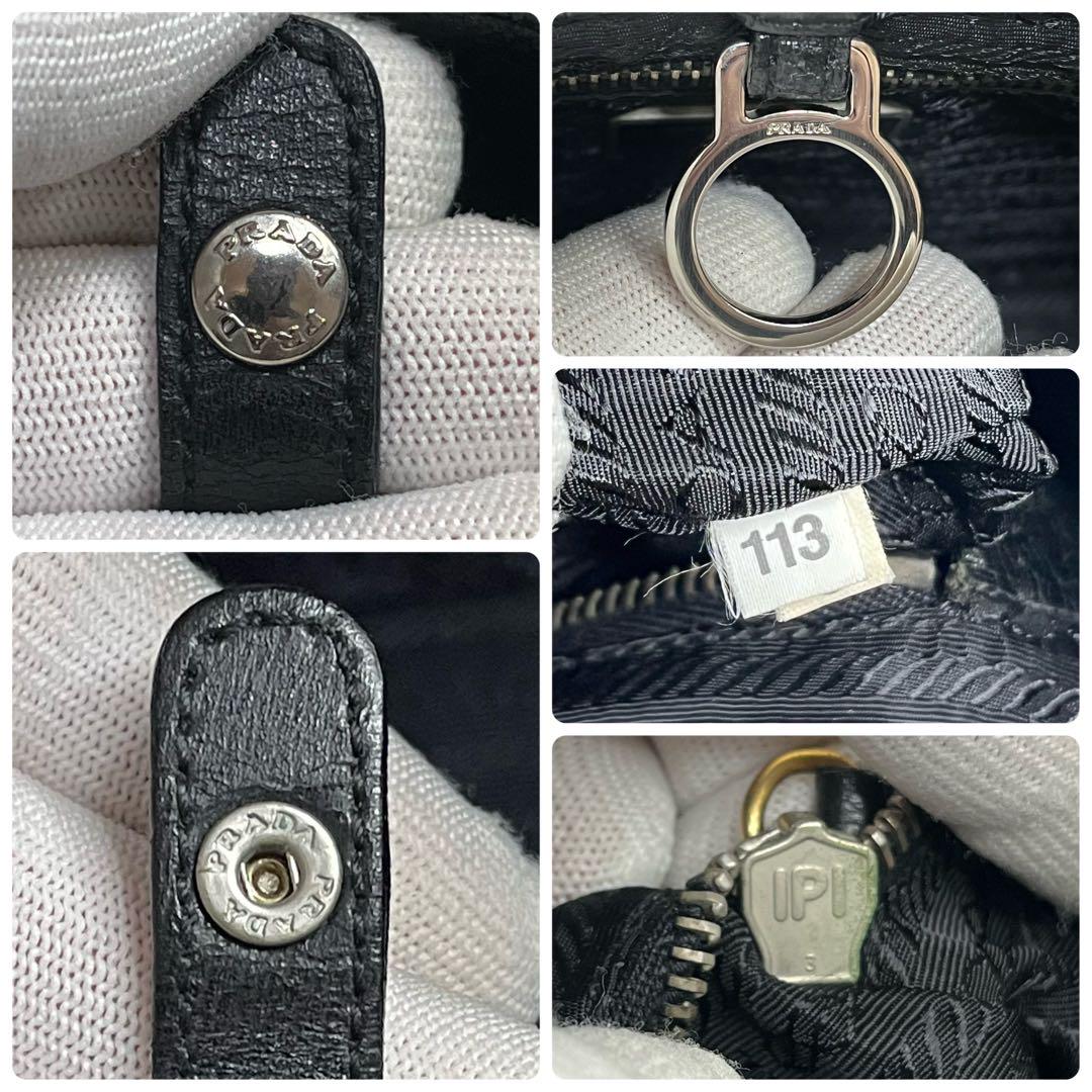✨可愛い✨極美品✨☘️PRADA☘️✨ミニトートバッグ✨パンチングレザー✨三角ロゴ✨