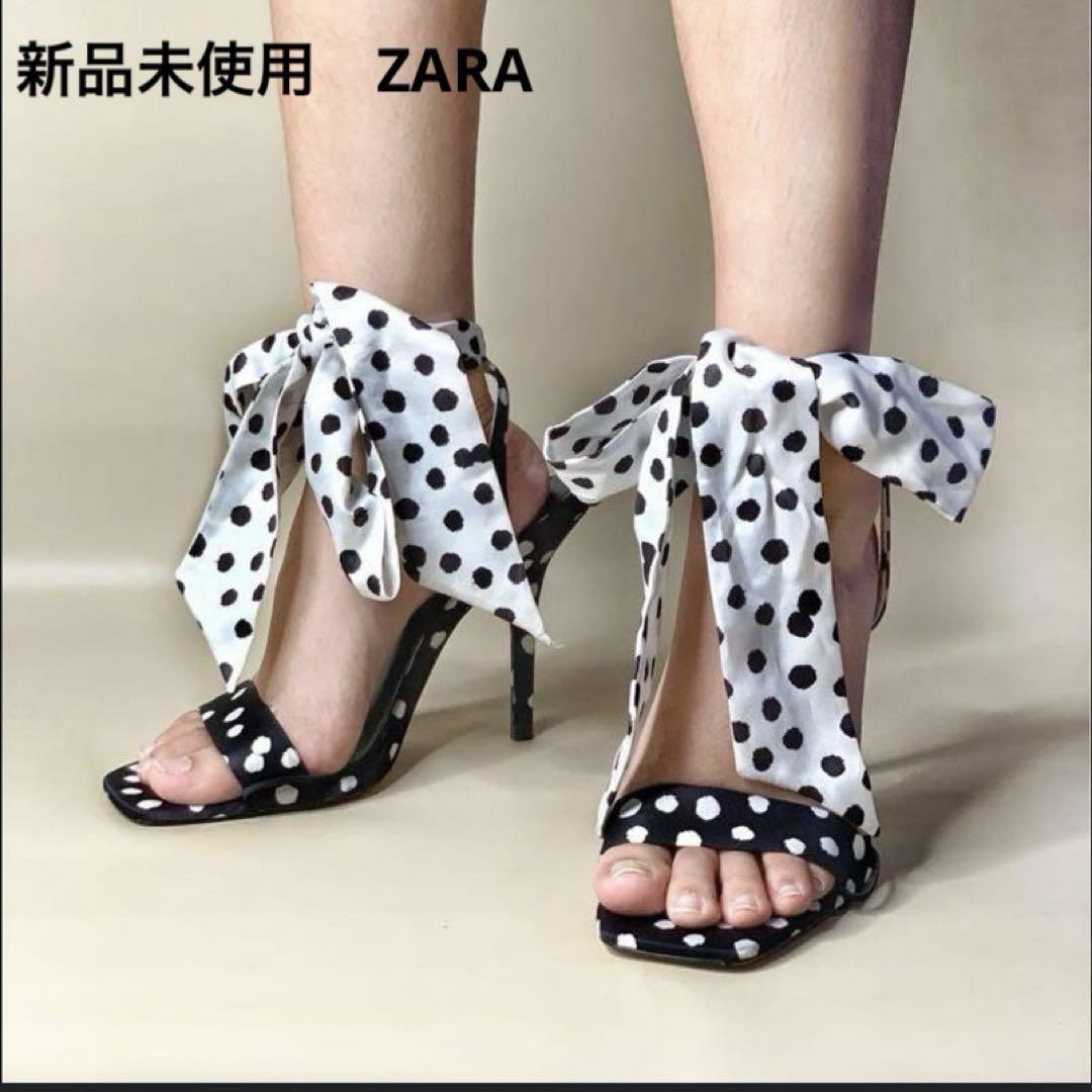 新品未使用品✨　ZARA ザラ　サンダル　ドット ブラック　ホワイト　２６cm靴