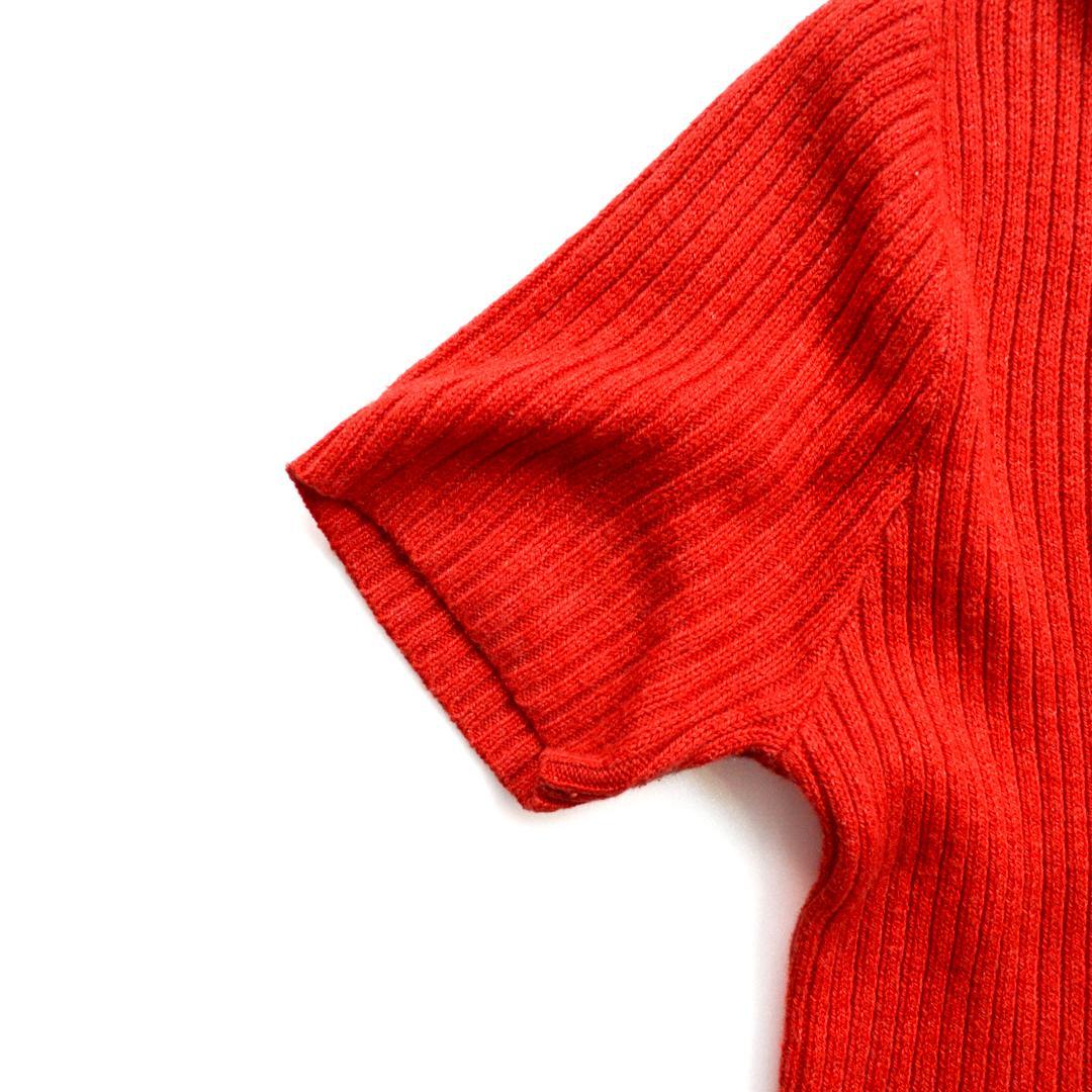 BURBERRYバーバリー コットン混スキッパーカラー半袖リブニットM