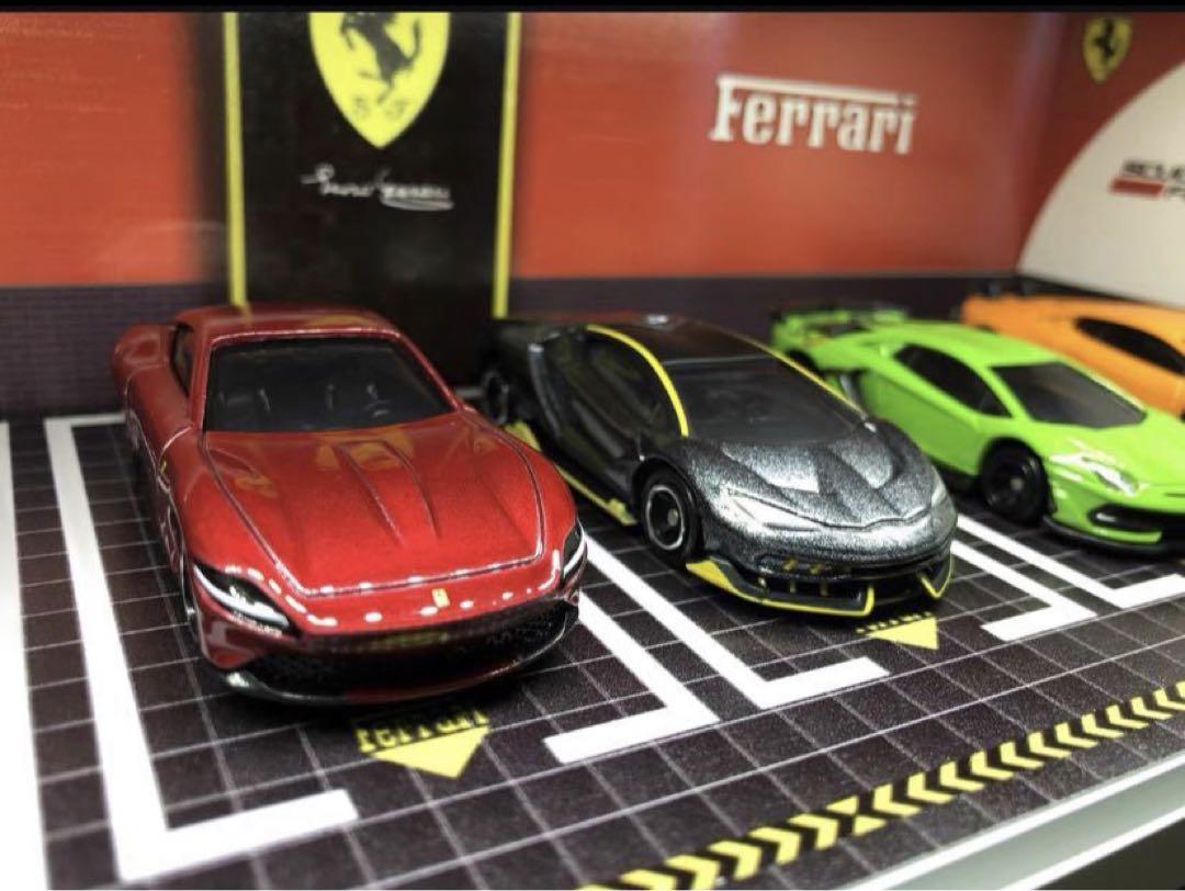 ガレージ　フェラーリ　展示会　完成品　6台収納　ジオラマ　1/64 トミカサイズ