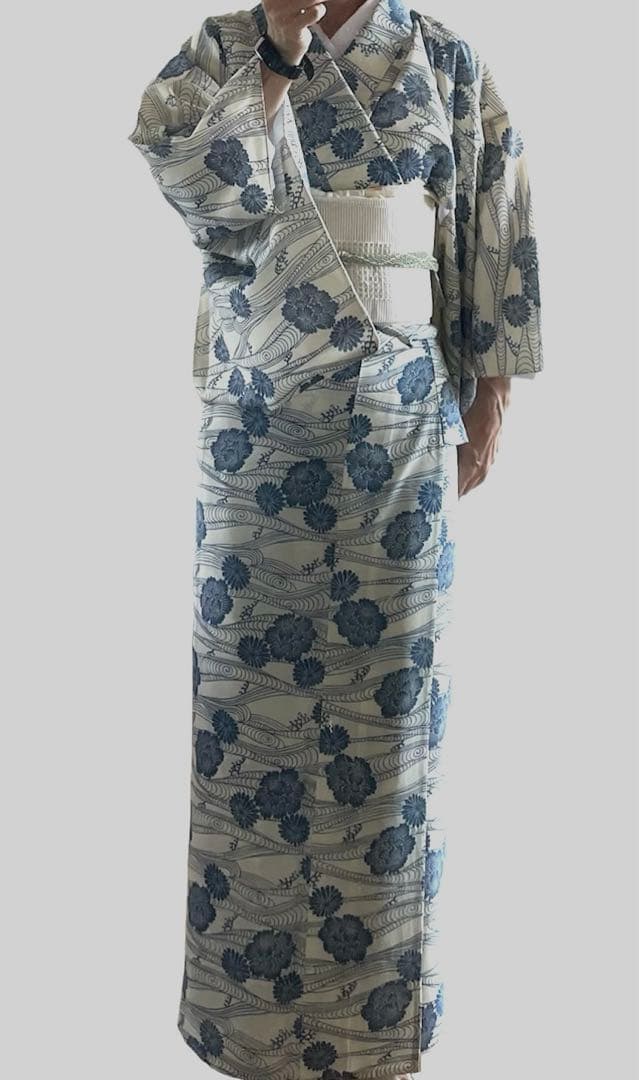 正絹 絽小紋 セット 絽小紋 色紙に更紗＋夏帯 蔦の葉 KYOETSU (