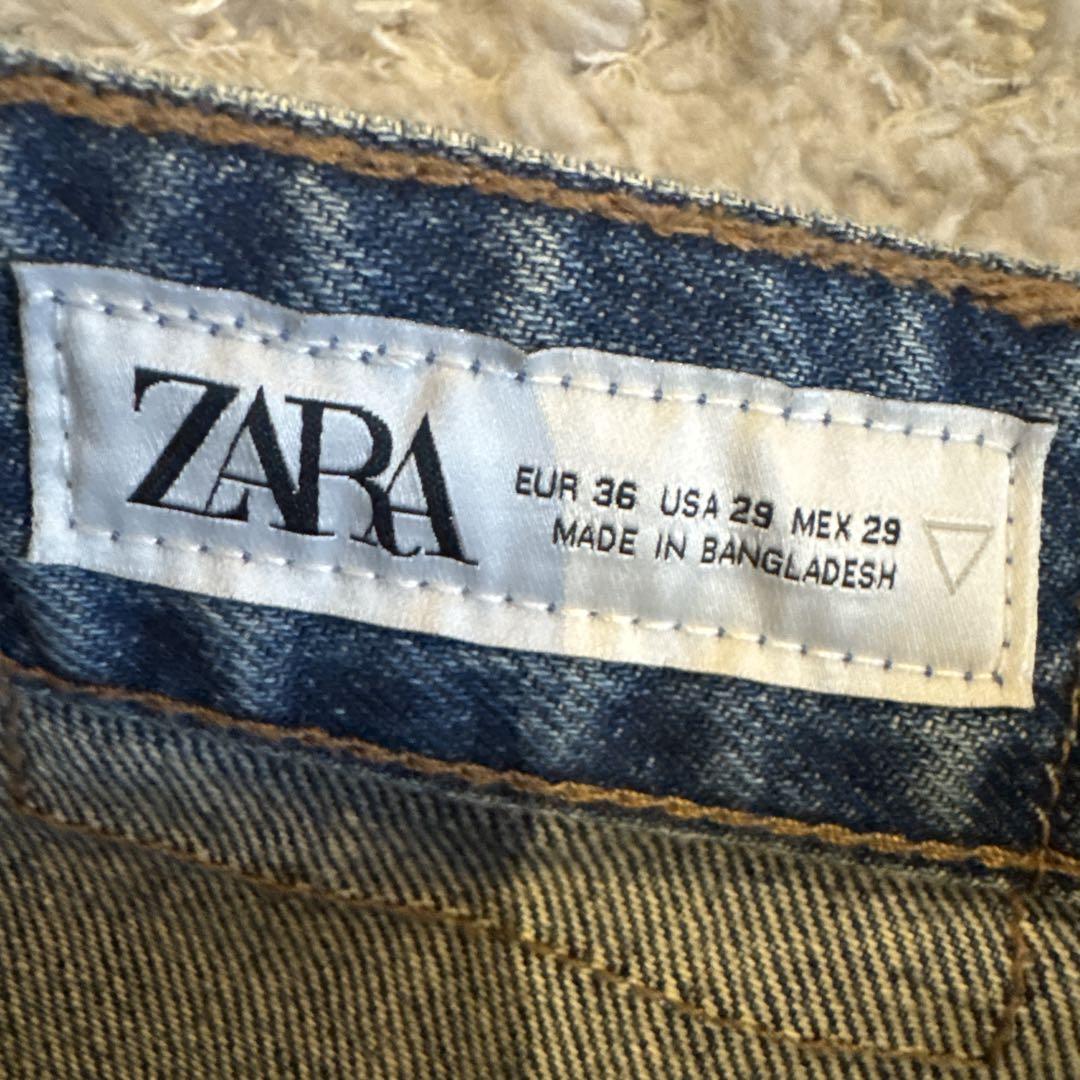 ZARA バギーショーツウォッシュドブルーストリートサイズ36