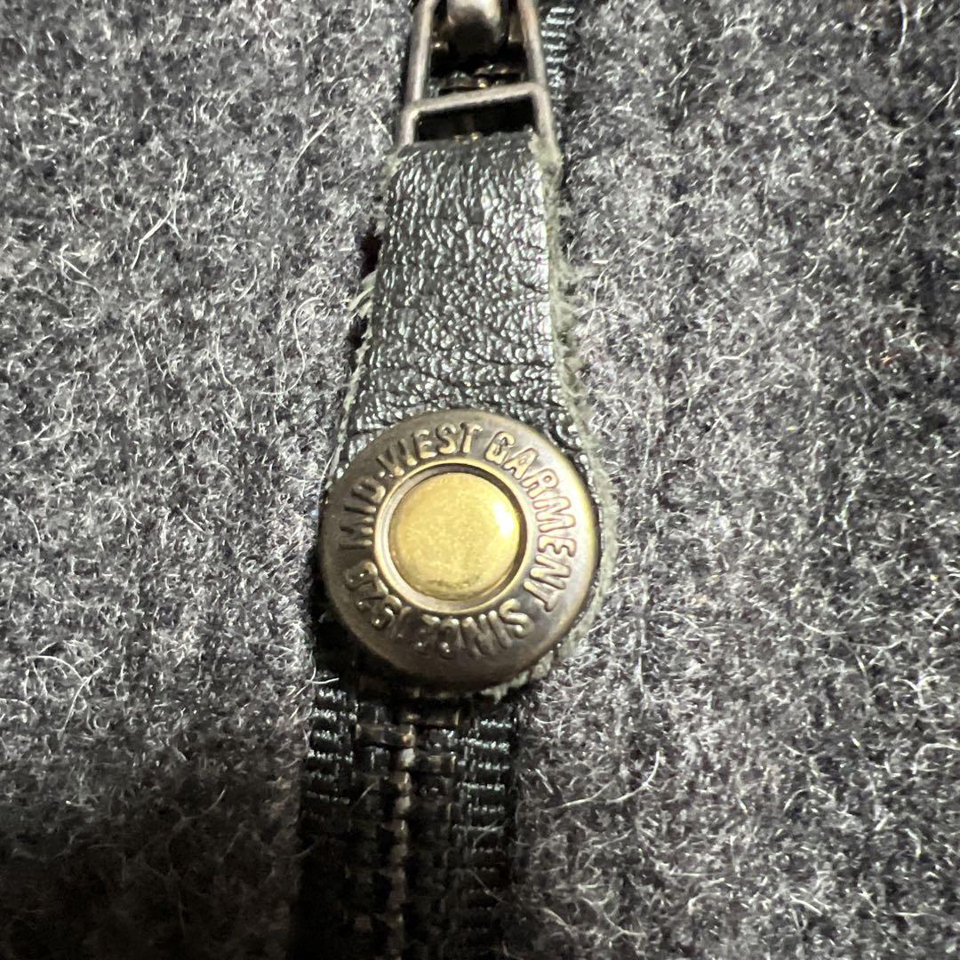 美品 Mid-West Garment Co. スタジャン L 黒/グレー 革