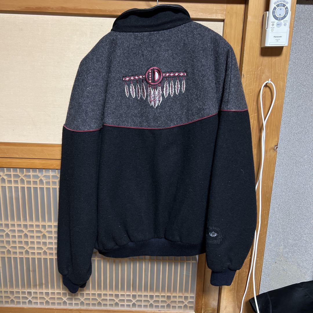 美品 Mid-West Garment Co. スタジャン L 黒/グレー 革