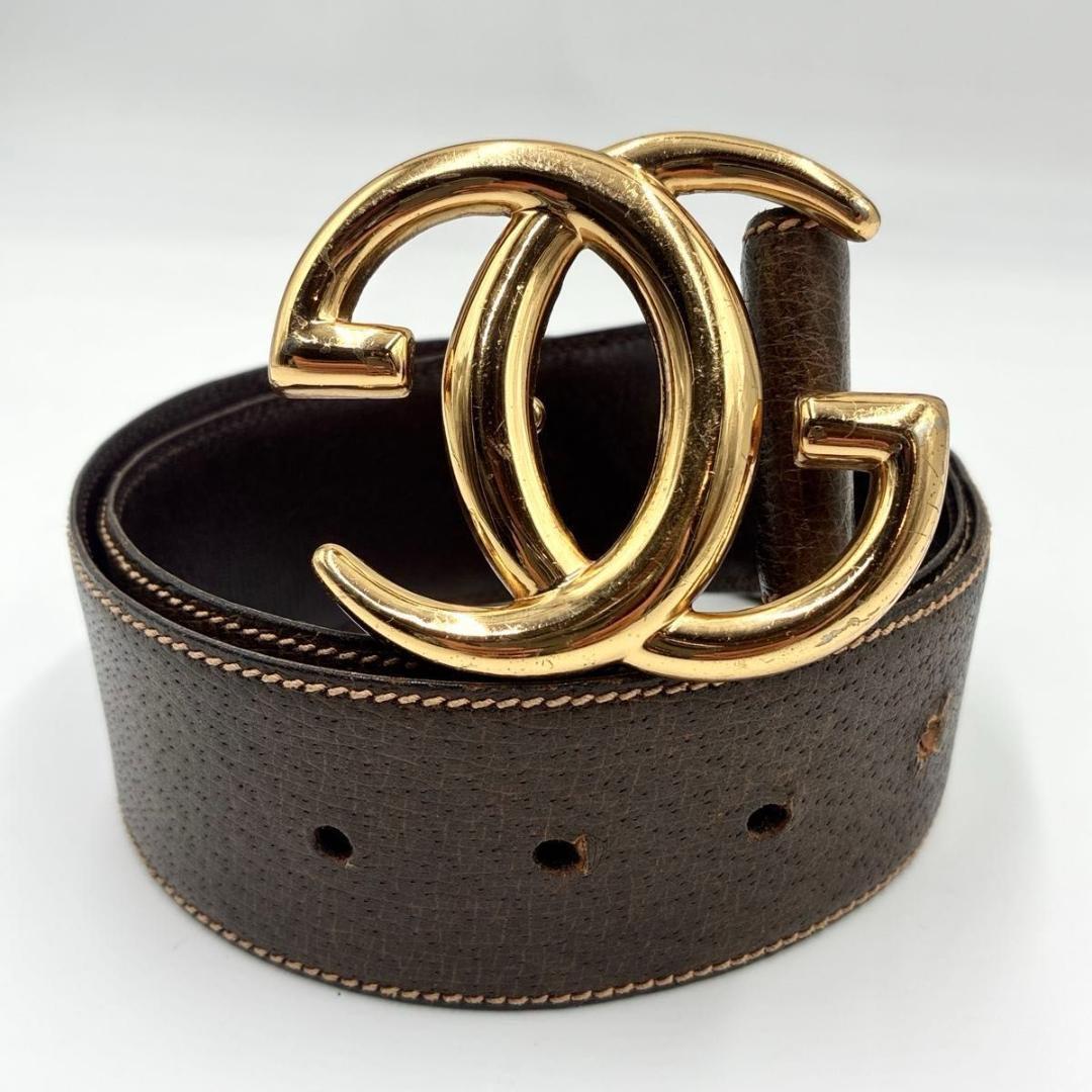 【美品】グッチ オールド インターロッキングバックル ベルト付き ゴールド 正規品 GUCCI オールドグッチ インターロッキング ベルト