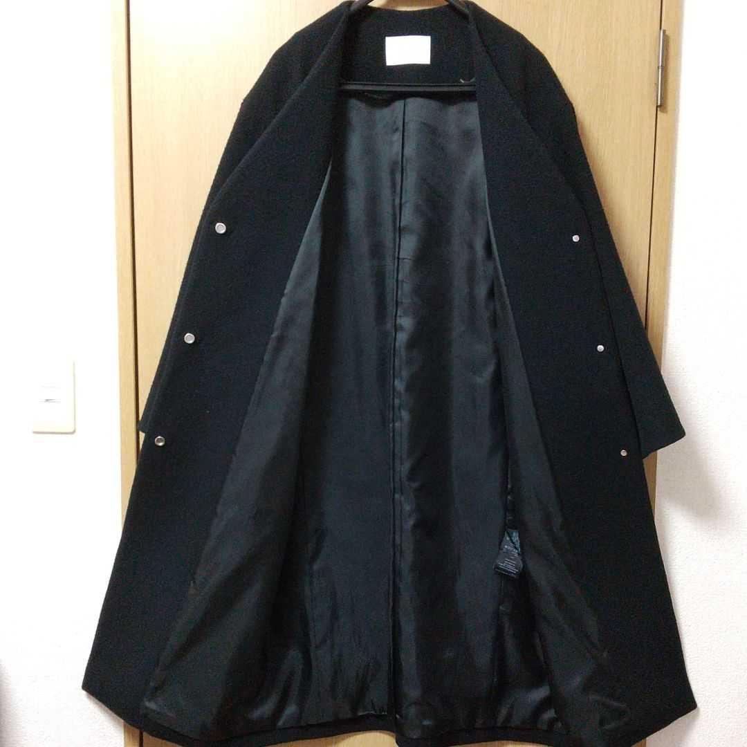 PUBLIC TOKYO ハイクラスウール ノーカラーガウンコート コクーン