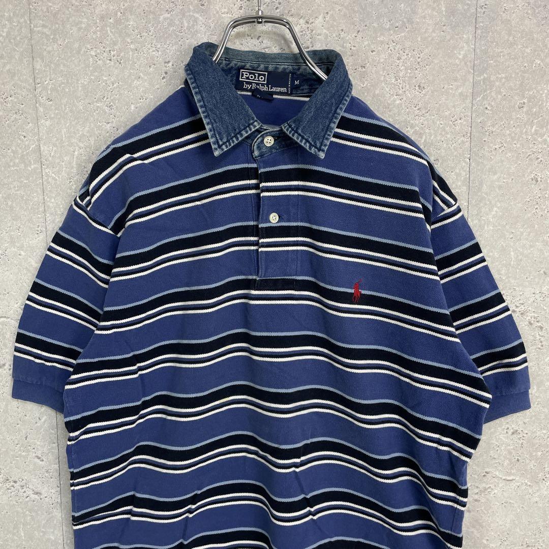 レアデザイン90s US古着○ポロバイラルフローレン ボーダーポロシャツ 2XL 古着 90's/90年代 ポロバイラルフローレン Polo by Ralph Lauren