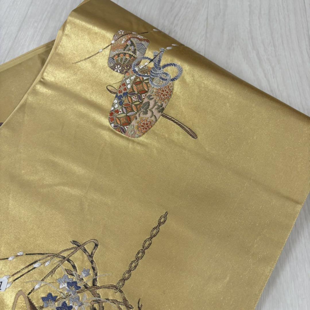 袋帯 本金箔 桃山茶器絵文 正絹 AO-4091 - メルカリ