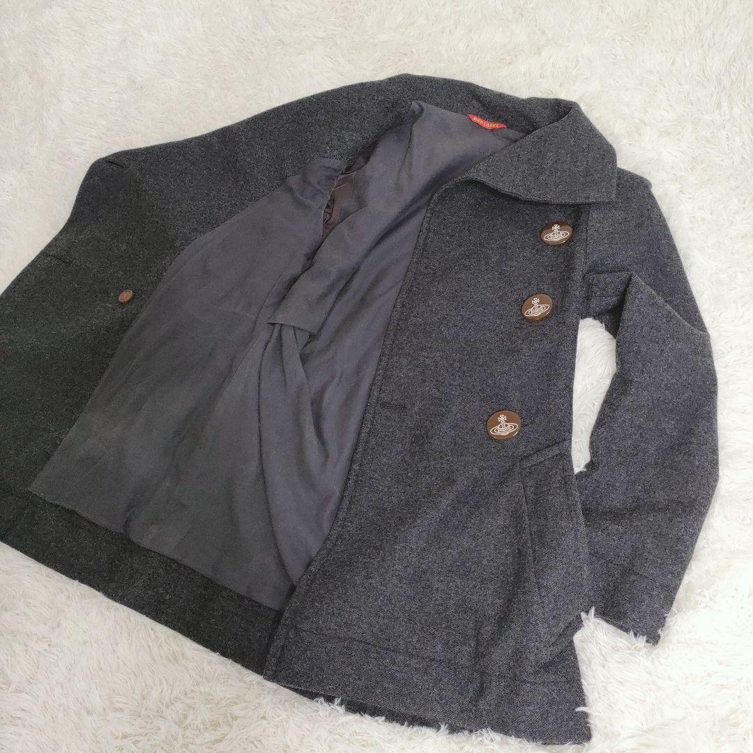 【美品】ヴィヴィアンウエストウッド 変形コート カシミヤ混 ダークグレー 2