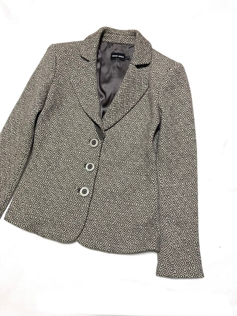ジョルジオアルマーニ ジャケット 総柄 バージンウール 幾何学模様 イタリア製 ジョルジオアルマーニ ジャケット 総柄 バージンウール 幾何学模様 イタリア製