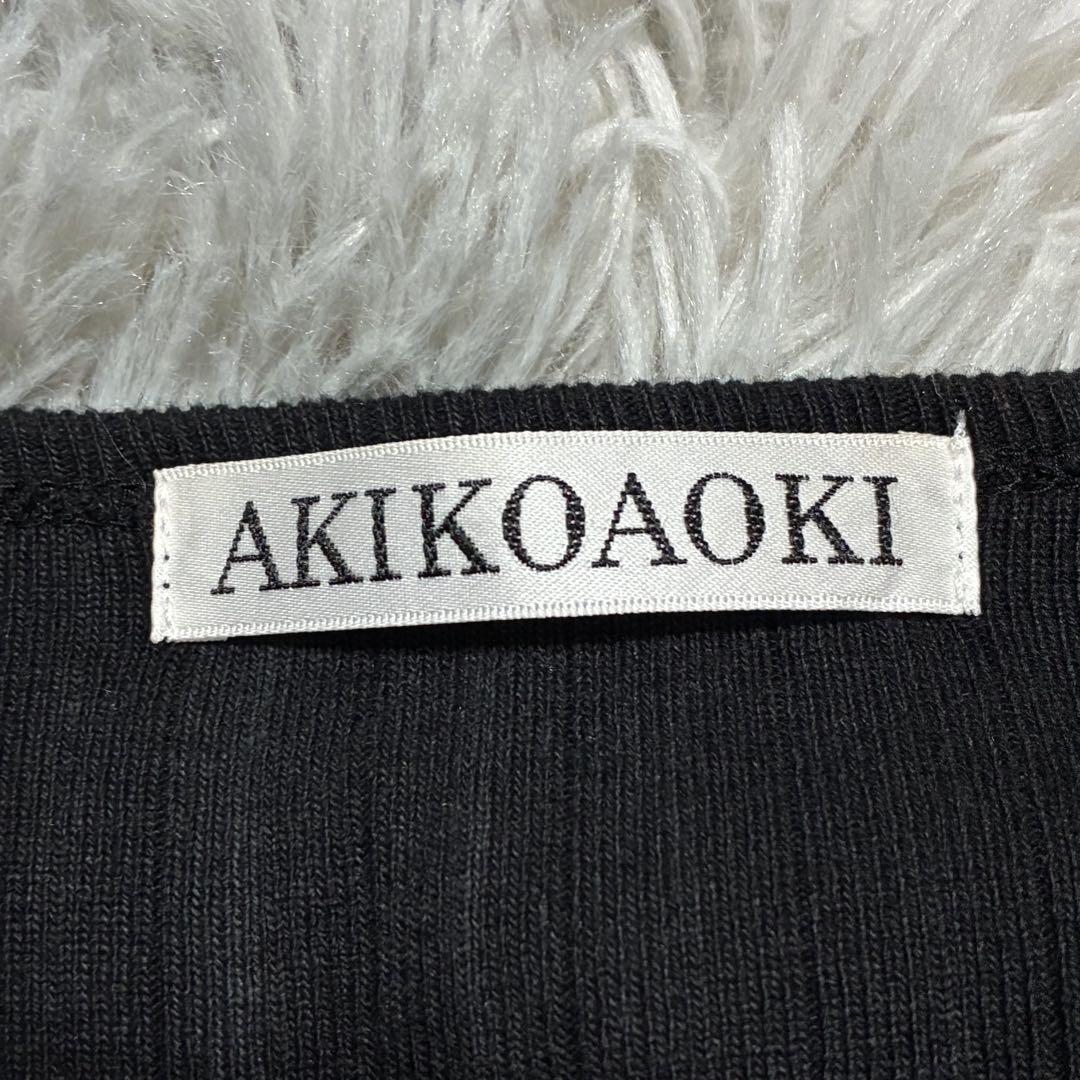 【良品】AKIKOAOKI カシュクール 五分袖ワンピース BLACK F 良品】AKIKOAOKI カシュクール 五分袖ワンピース BLACK F