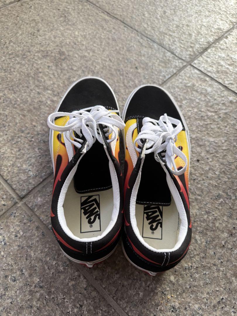 靴 Vans Old Skool Flame \"Black/True White\"