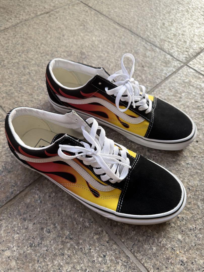 靴 Vans Old Skool Flame \"Black/True White\"
