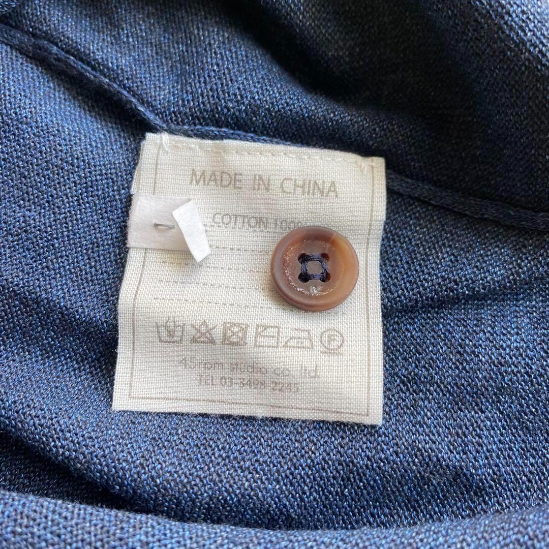 現行 45r カーディガン インディゴ 刺繍 コットン100% クルー