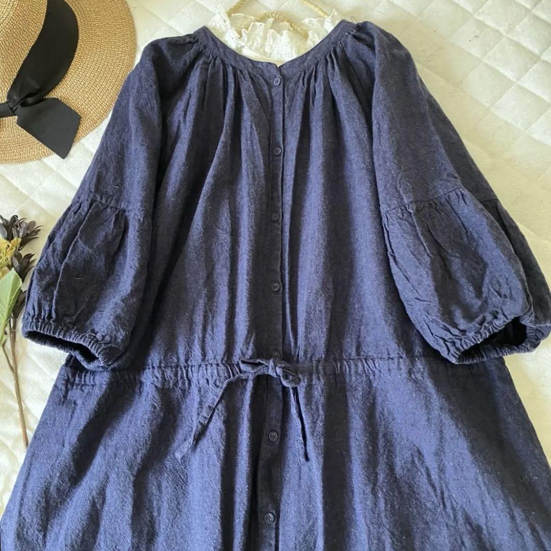 サマンサモスモス★sm2★前開き＊パフスリーブ＊ドロストワンピース