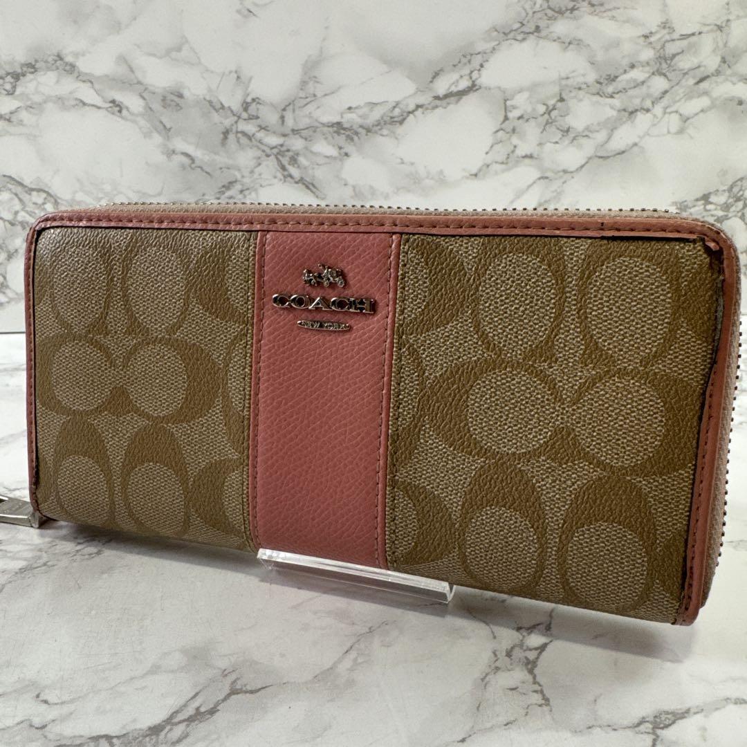 COACH コーチ シグネチャー レザー ラウンドファスナー 長財布 COACH コーチ シグネチャー 本革 レザー ラウンドファスナー 長