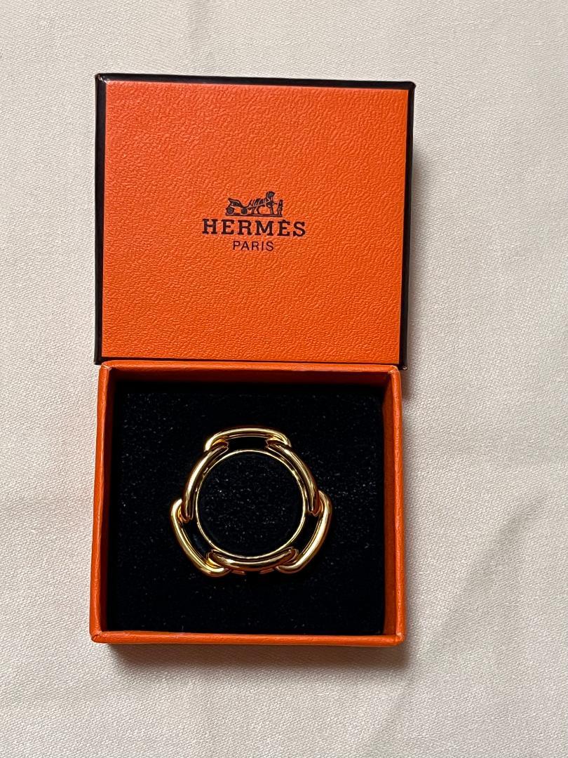 HERMES エルメス シェーヌダンクル スカーフリング 箱付　ゴールド
