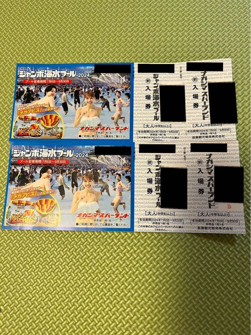 ナガシマスパーランド ジャンボ海水プールn2024 入場券　大人2枚