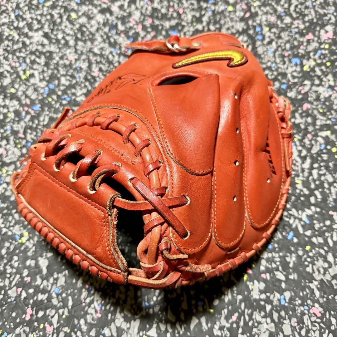 高校野球対応 NIKE ナイキ 硬式用 キャッチャーミット レッドオレンジ 朋