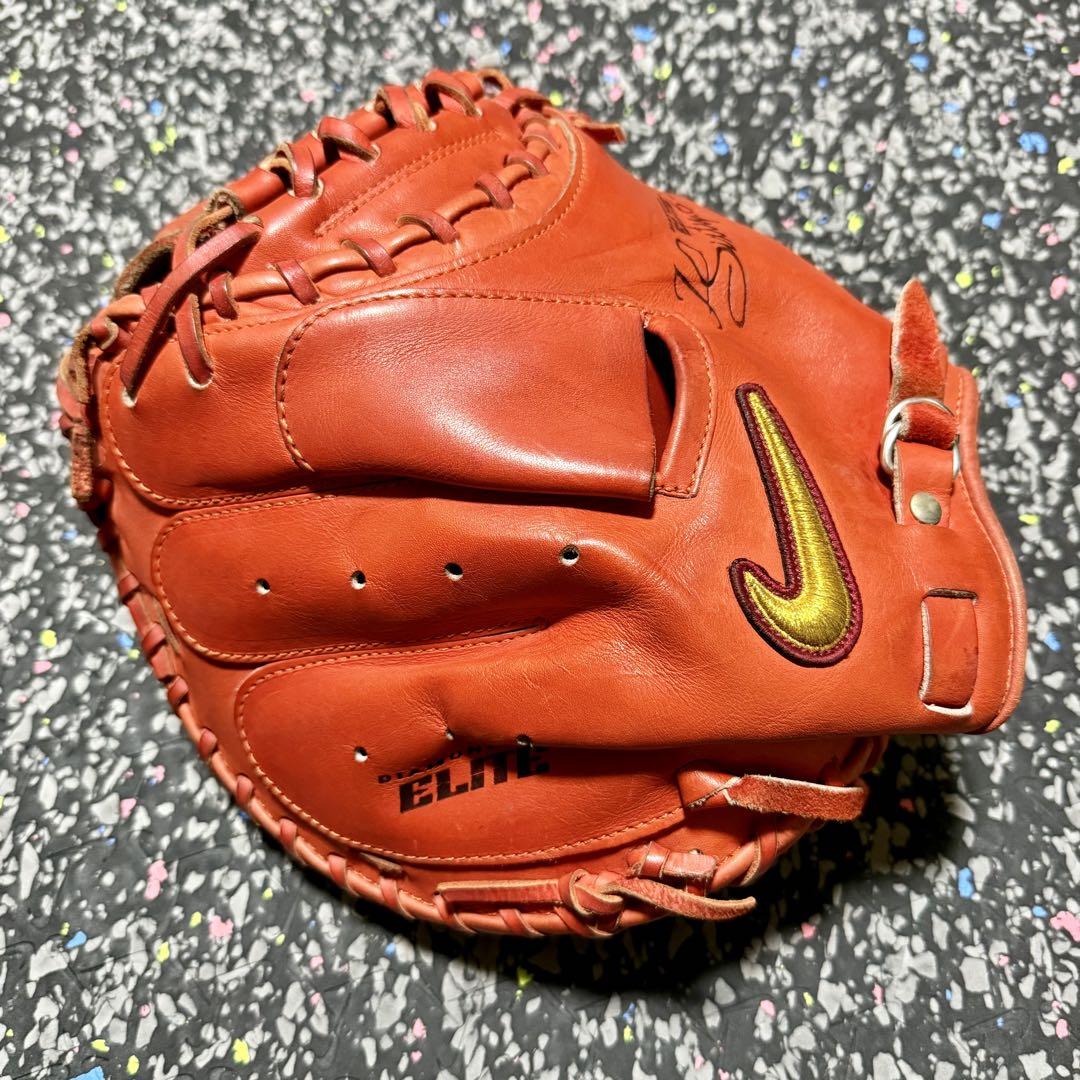 高校野球対応 NIKE ナイキ 硬式用 キャッチャーミット レッドオレンジ 朋