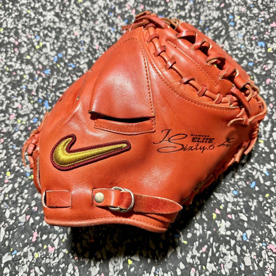高校野球対応 NIKE ナイキ 硬式用 キャッチャーミット レッドオレンジ 朋