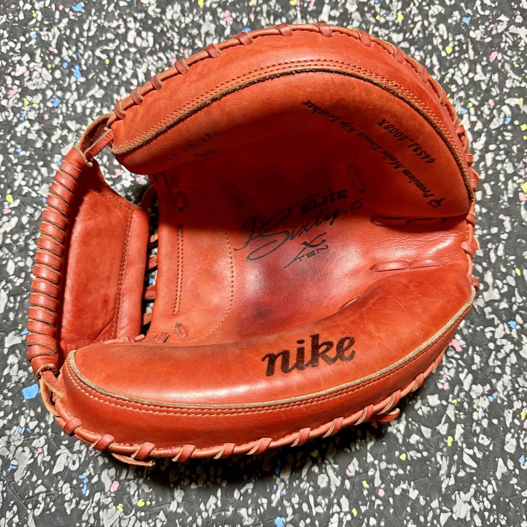 高校野球対応 NIKE ナイキ 硬式用 キャッチャーミット レッドオレンジ 朋