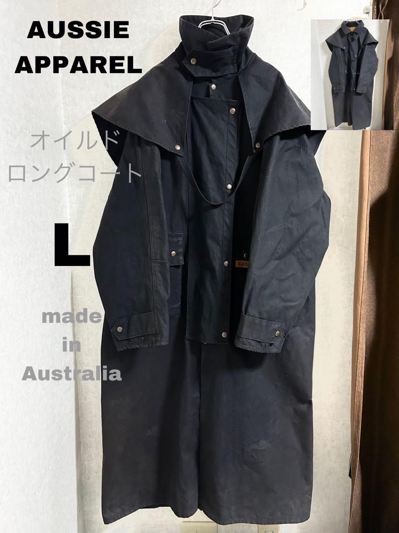 AUSSIE APPAREL オイルドロングコート L ストックマン　ブラック