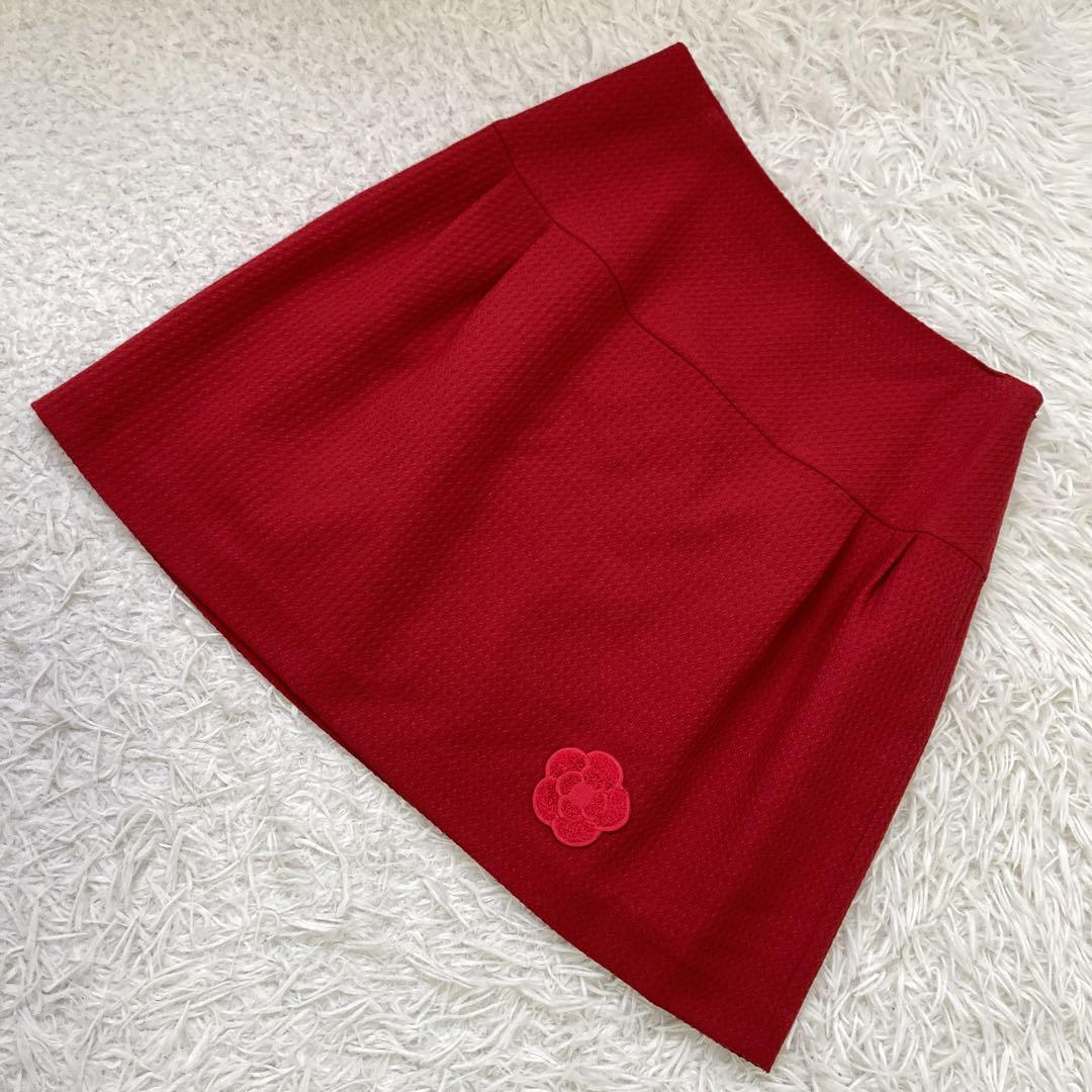 CLATHAS ミニ丈スカート レッド 38 キレイめ 可愛い 大人 上品