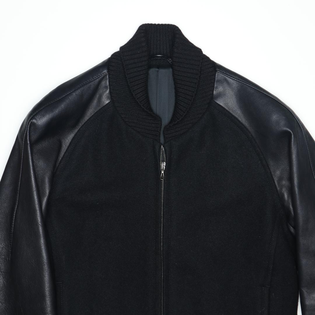 ジップ アタッチメント11AWカーフレザー切替ウールメルトン スタジャン