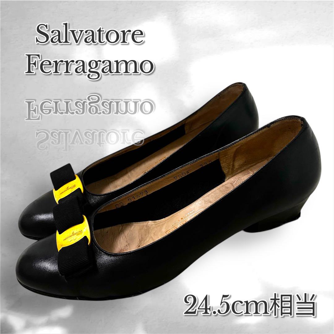 FERRAGAMO フェラガモ エナメル パンプス リボン レディース