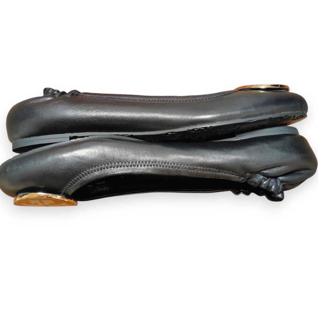 【美品】トリーバーチ レザー フラット バレエシューズ ブラック 25.5