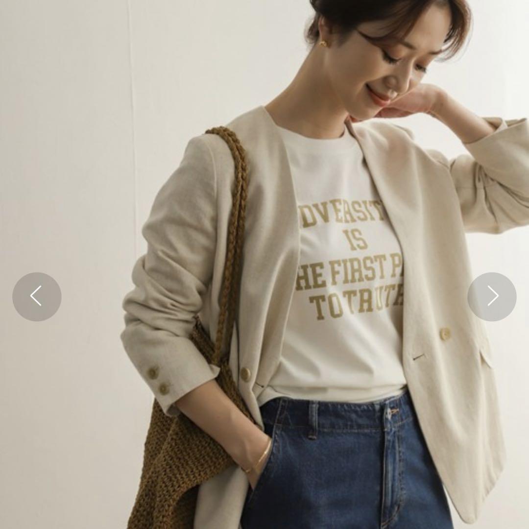 URBAN RESEARCH DOORS コットンリネンノーカラージャケット