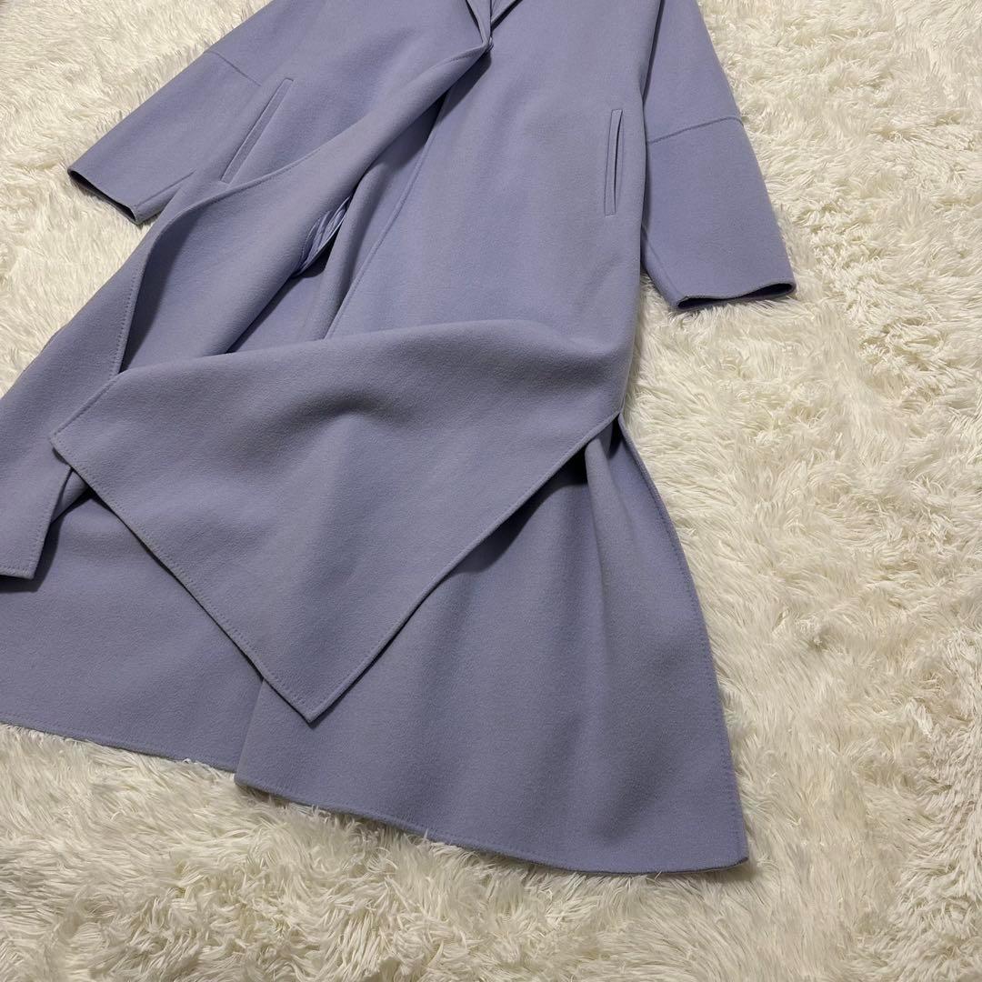 ノーブル W/Ny リバーオーバーフレアコート 38 ウール 青紫 ノーブル W/Ny リバーオーバーフレアコート 38 ウール 青紫