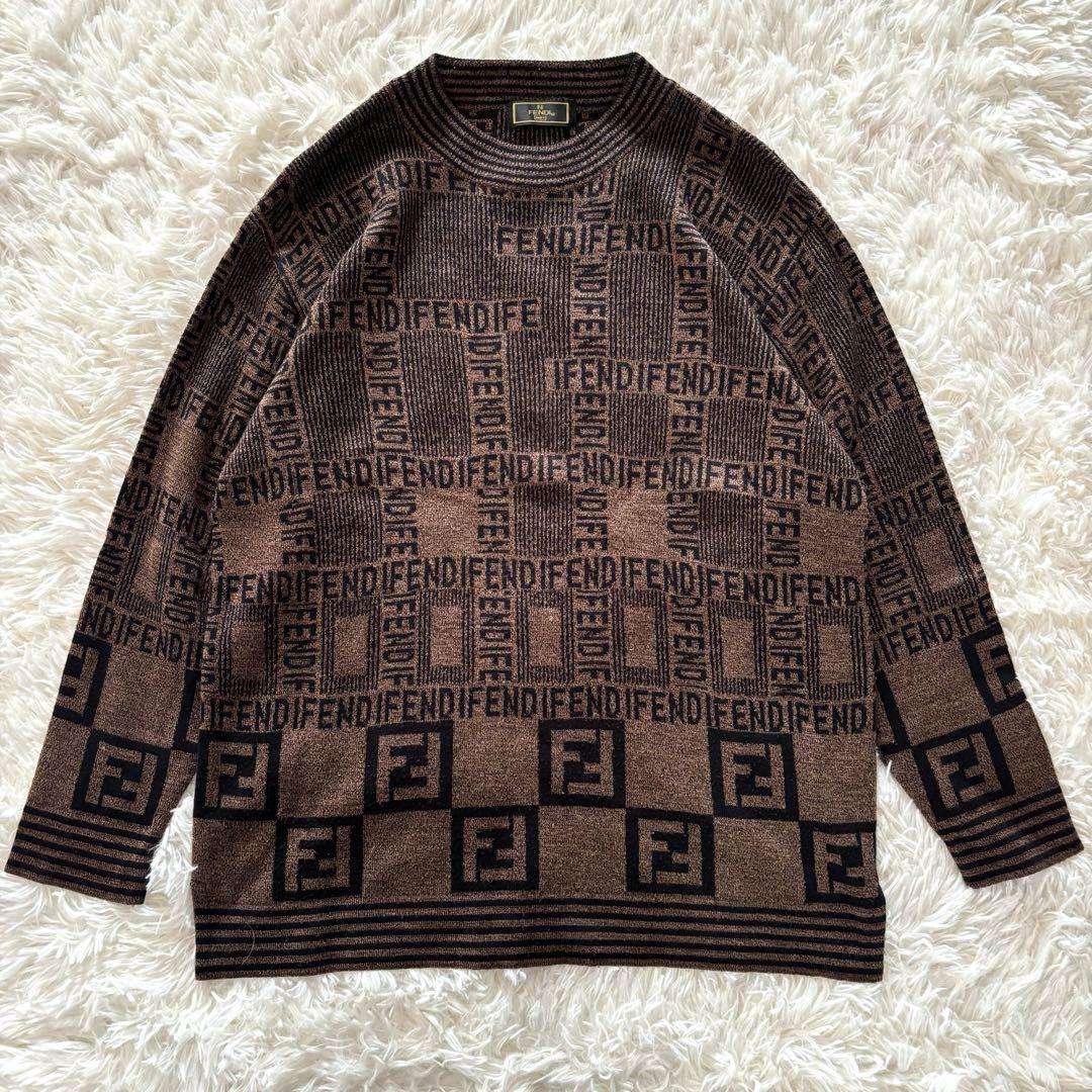 2XL相当‼️極美品✨フェンディ  長袖ニット FFズッカ ズッキーノ ロゴ