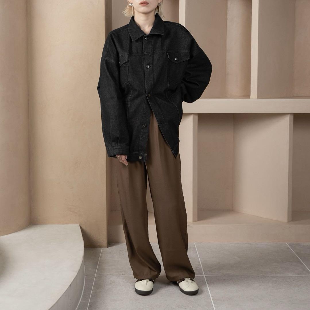 Amiur over size tuck design denim jacket