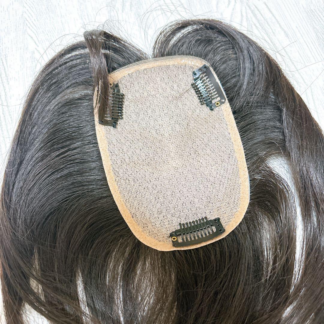 部分 ウィッグ 人毛 100 ヘアピース 総手植え 自然 つむじ 頭頂部 かつら