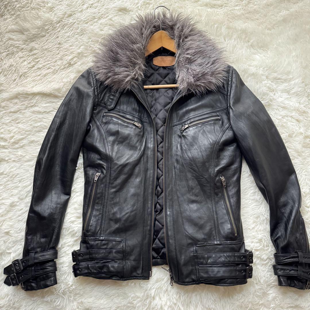 【極美品】JACKROSE レザージャケット ファー 2WAY ライダース 羊革