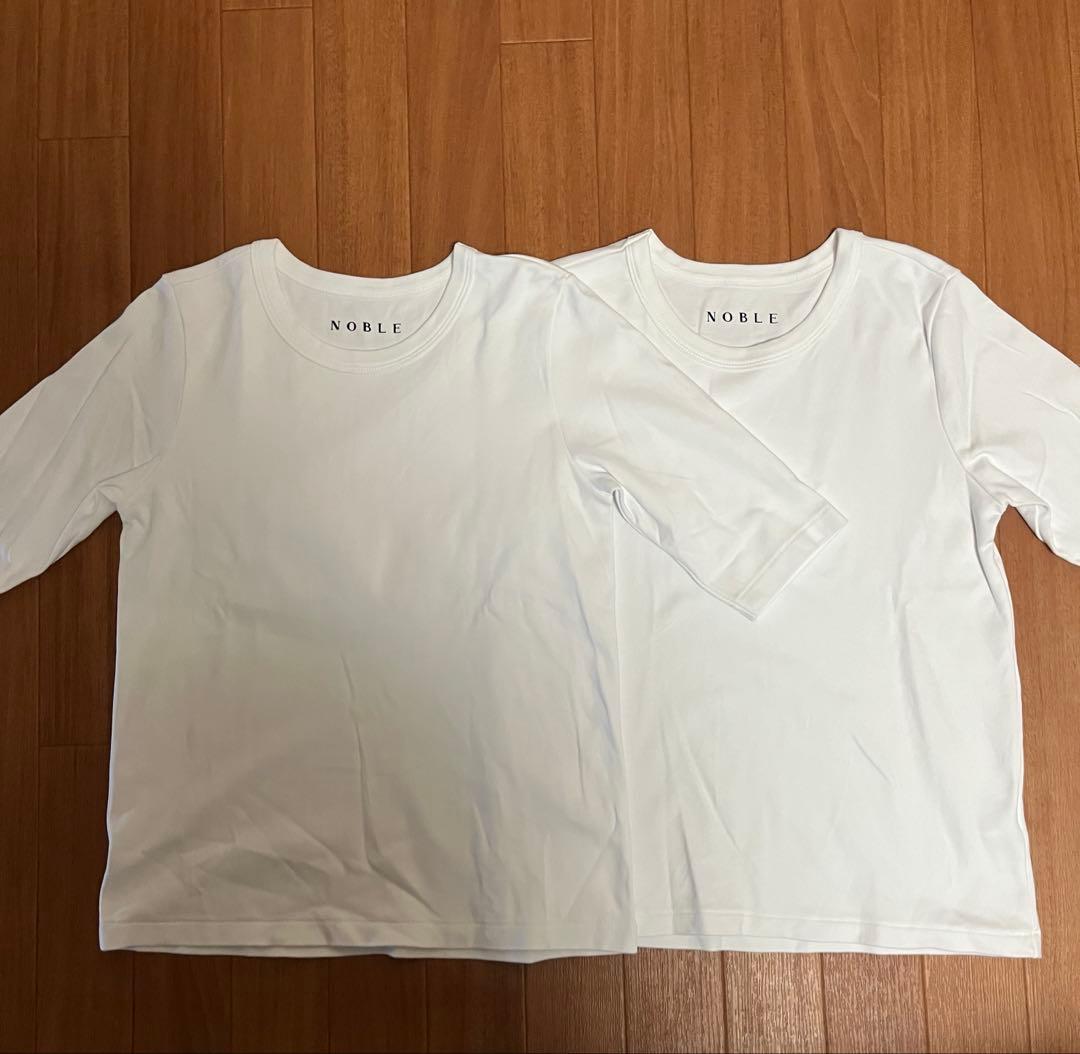 noble ノーブル★スビンコットン Tシャツ カットソー 五分袖 2点セット