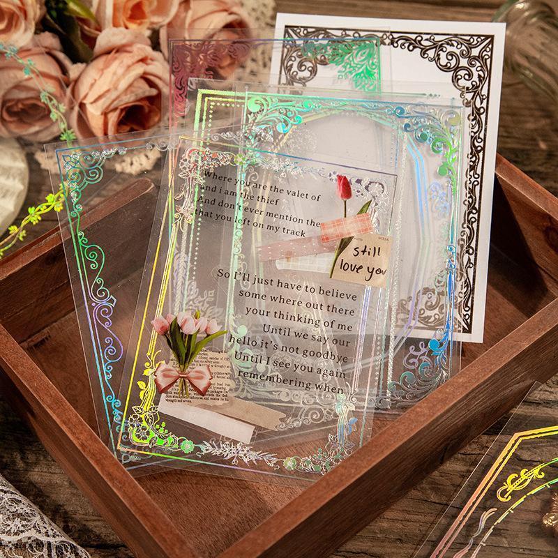 【6冊大量セット】箔押し PVC 厚紙カード 額縁 絵画 枠 背景